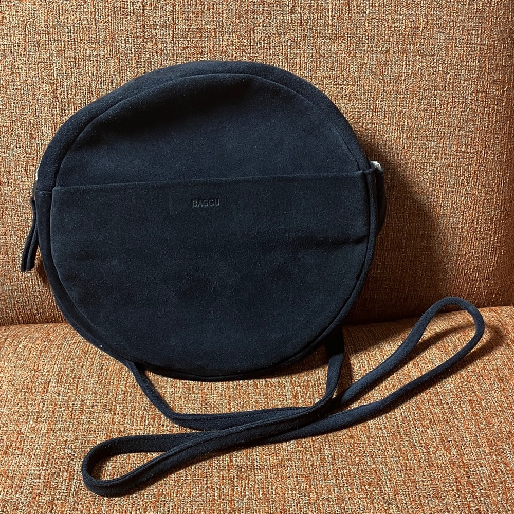 BAGGU Suede Circular Crossbody Bag
